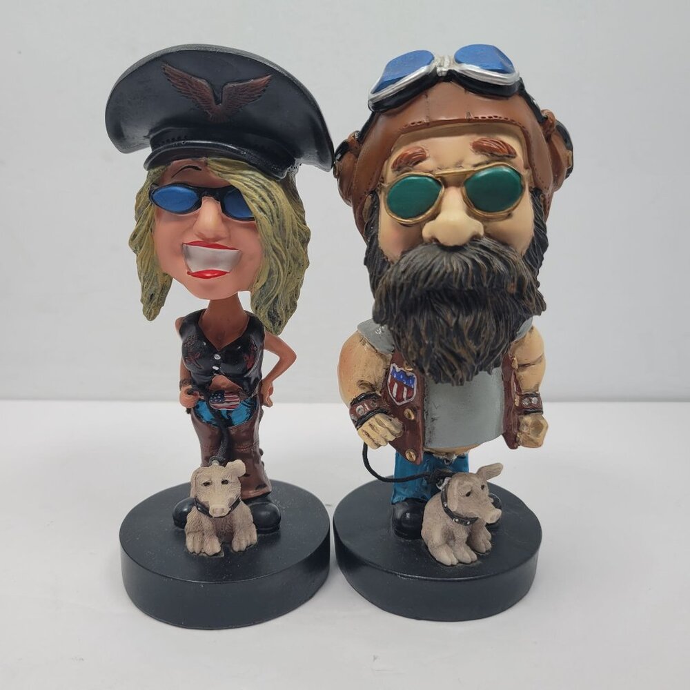 Bopp'n Heads Bobble Head Biker Figurines Krank And Trixie Set of 2